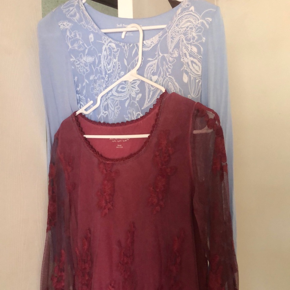 Woman’s spring long sleeve soft surroundings fall bundle silk lace tops
